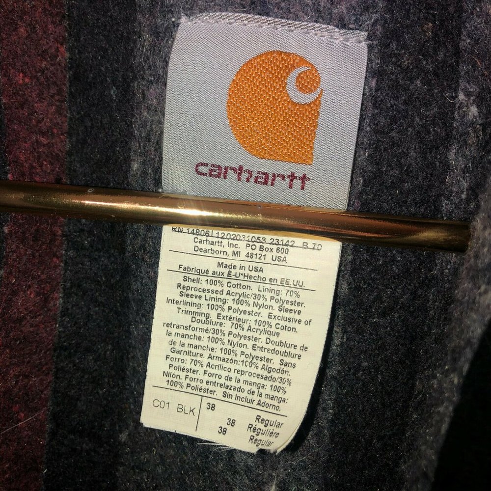 Carhartt Black Duck Chore Coat Blanket Lined - Picture 7 of 11